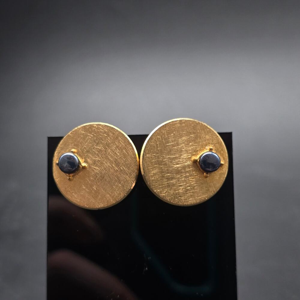 Vintage Gold Tone Hematite Cufflinks Men's Accessory